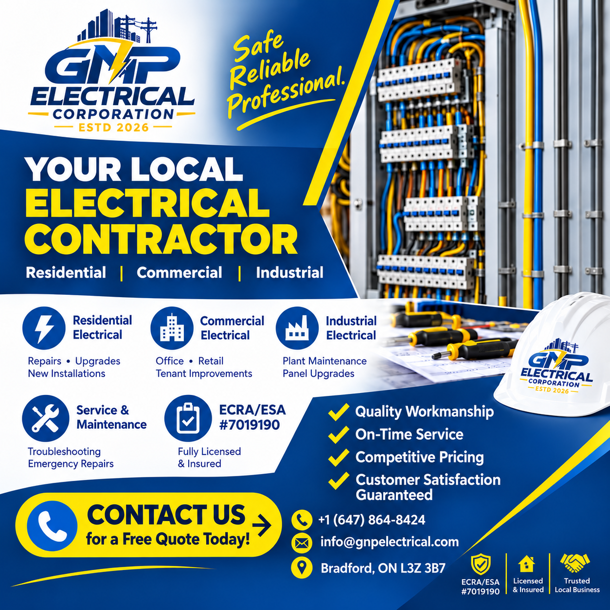 Electrical panel, tools and GNP Electrical branding